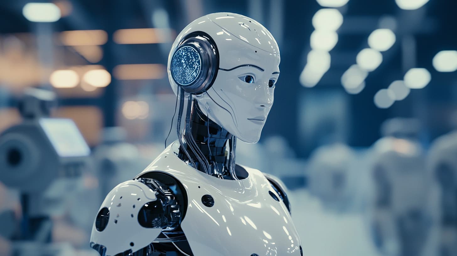 Futuristic robot editing photos