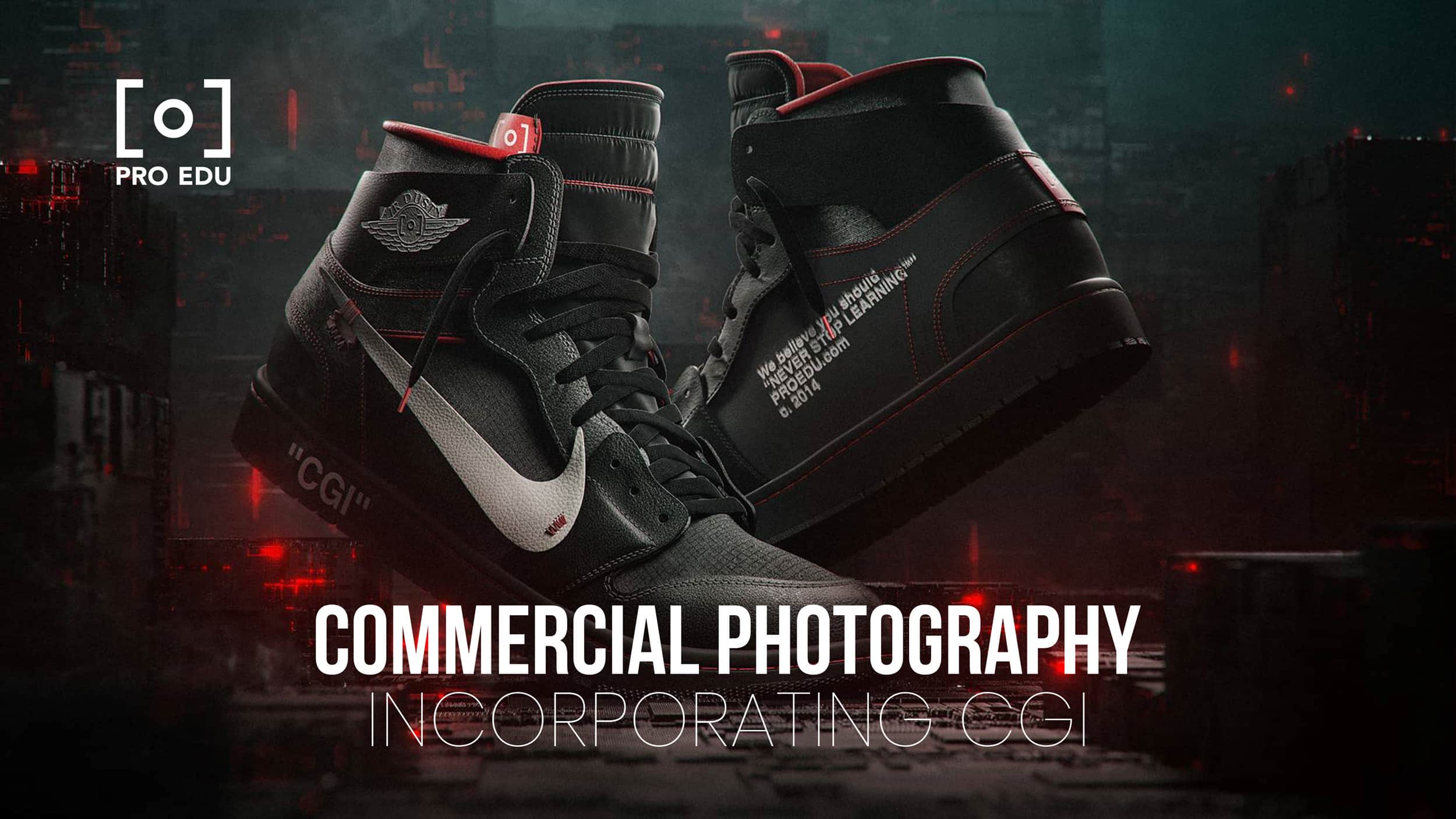 commercial photography CGI of nike shoes air jordan off white concept