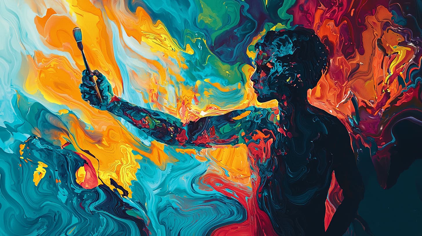 Artist using AI tools for digital art creation