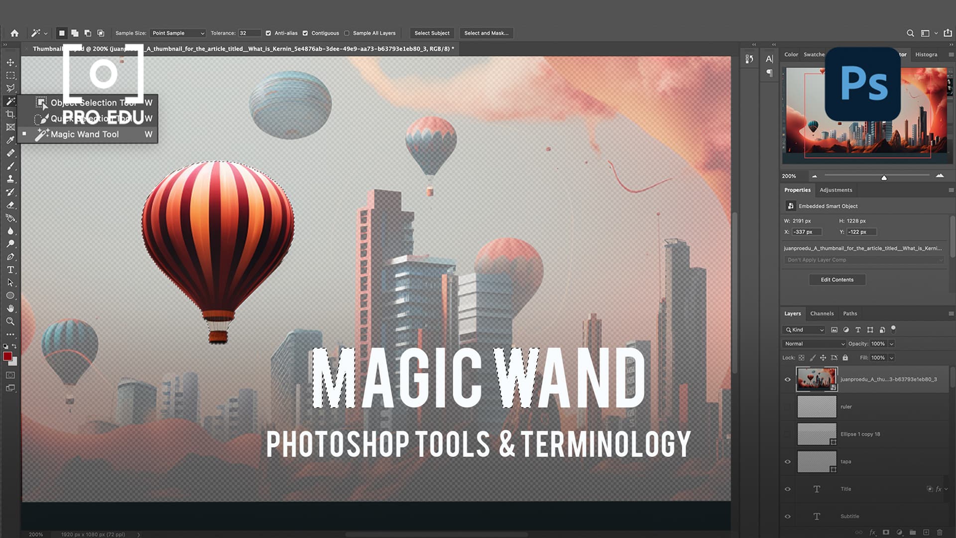 Magic Wand Tool in Photoshop - PRO EDU Tutorial