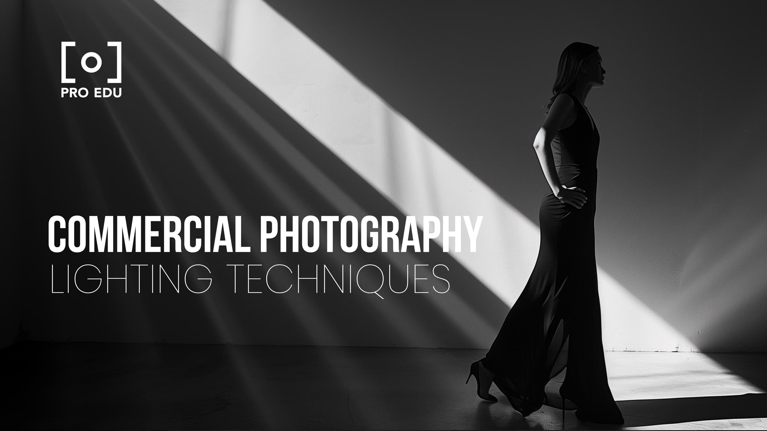 commercial photography and dramatic lighting of a fashion model pro edu