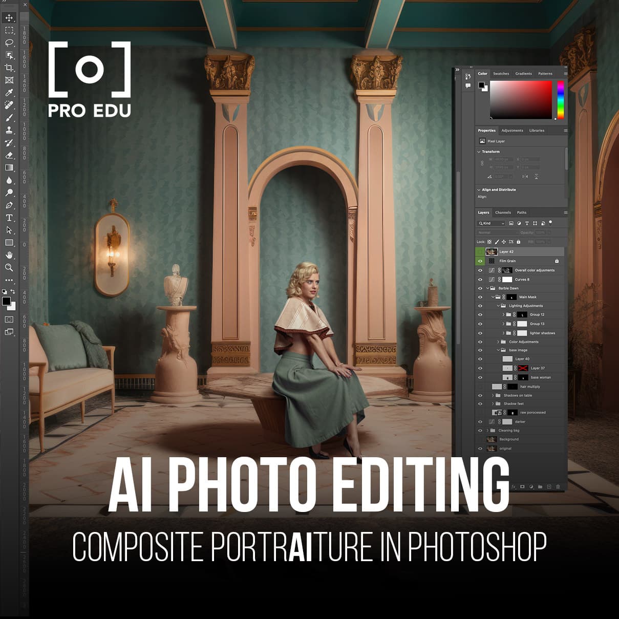 AI Photo Retouching In Photoshop | Portraiture Composite Course PRO EDU PRO EDU