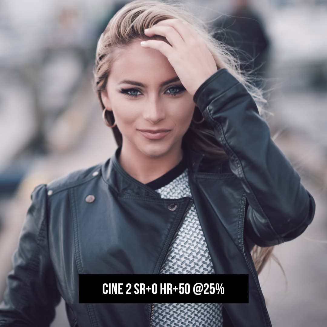 Cine 2 3D Lut Profile photo effect at 25%  with model woman