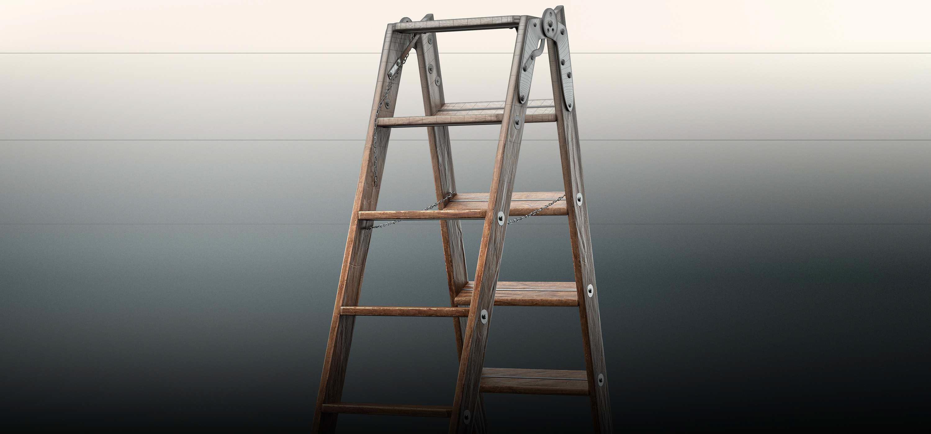 Wooden Ladder 3D Model | C4D FBX OBJ CGI Asset PRO EDU cinema 4d cgi assets for photographers