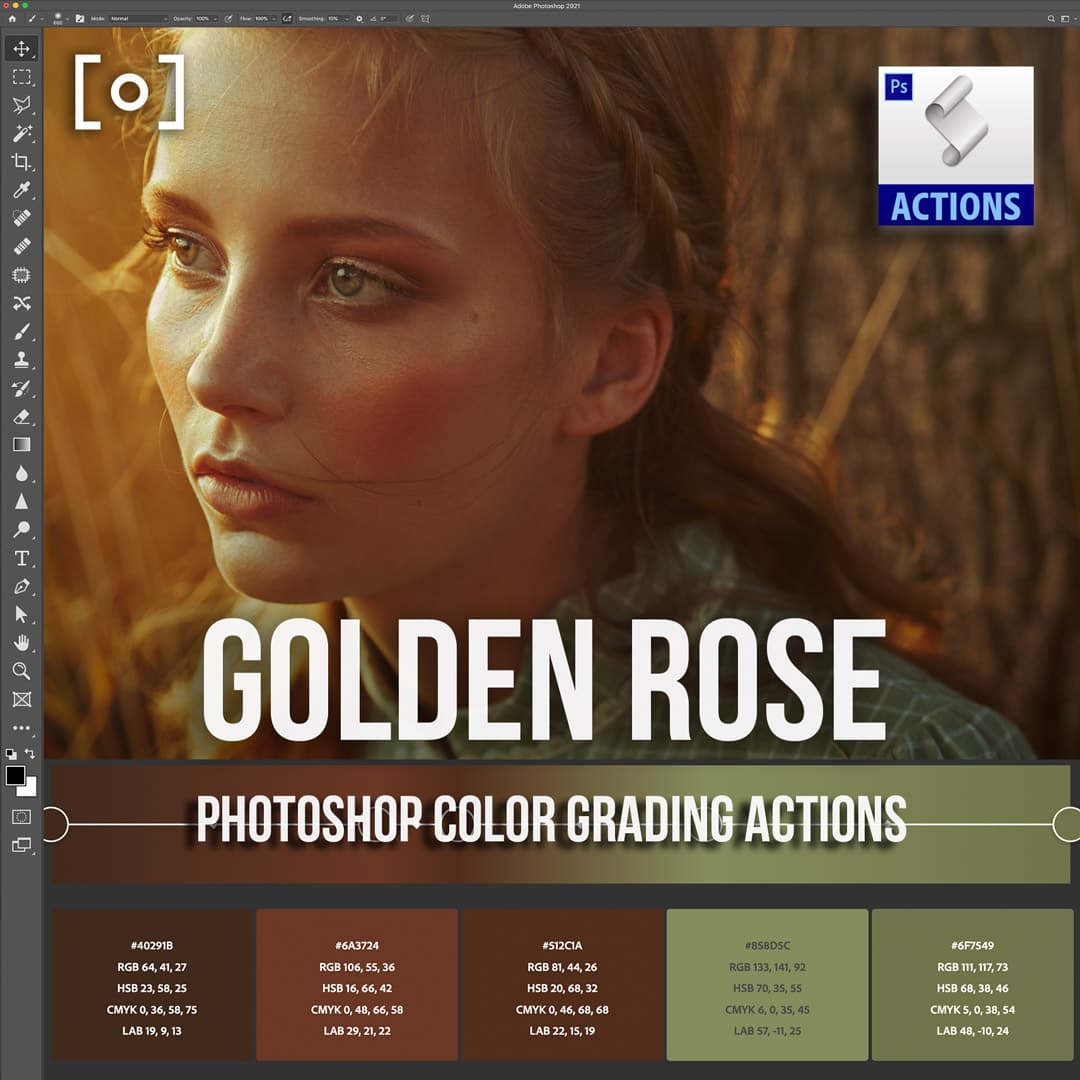 Adobe Photoshop Actions for Color | Golden Rose Action - PRO EDU Kate Woodman PRO EDU