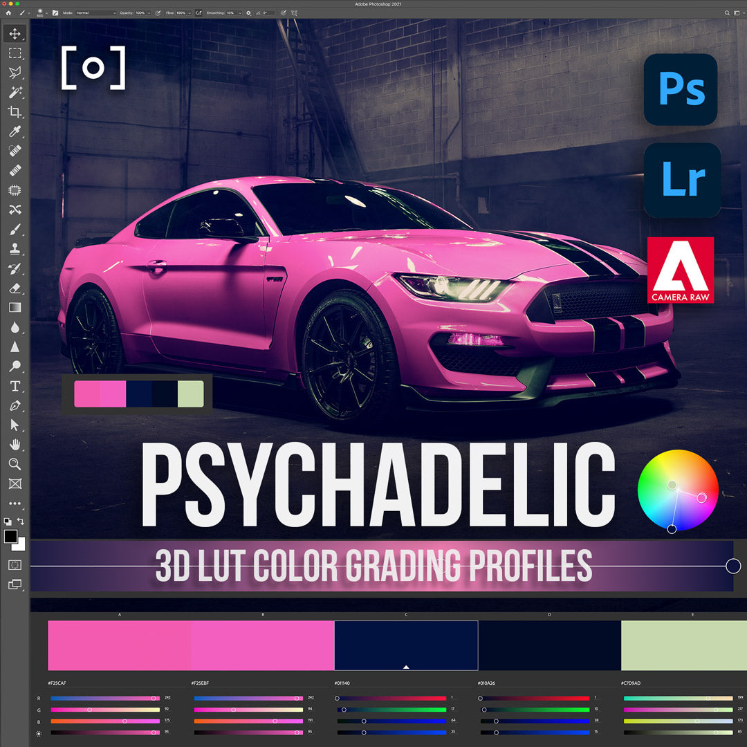 3D LUT Photoshop Psychedelic Shores - Creative Color Grading Pack Sef & Earth PRO EDU