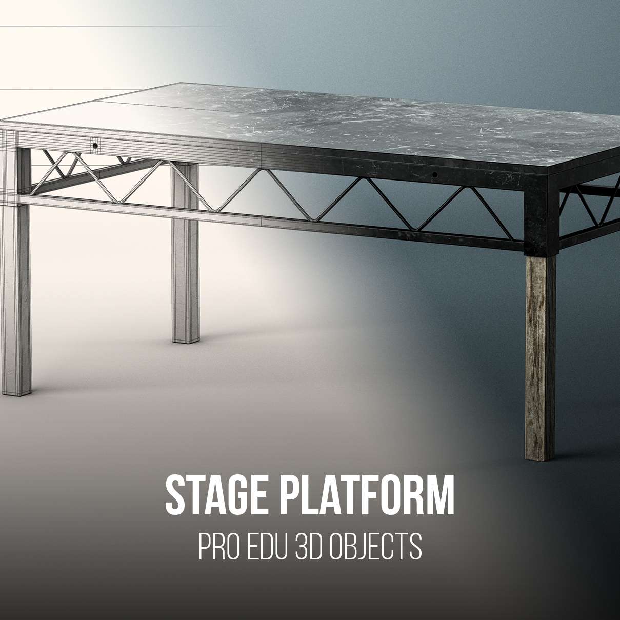 Stage Platform 3D Model Photoshop | C4D FBX OBJ CGI Asset - PRO EDU PRO EDU PRO EDU