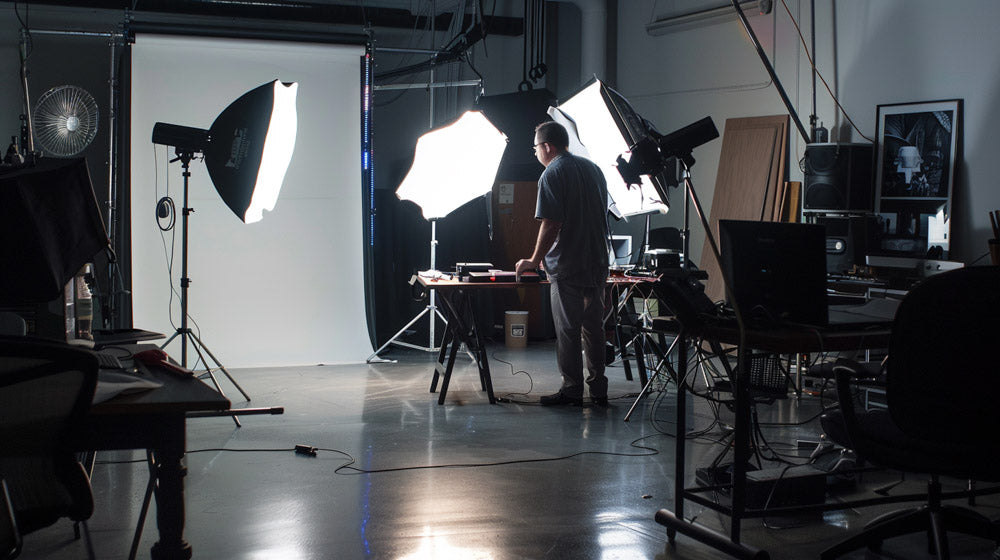 Commercial photography lighting setup