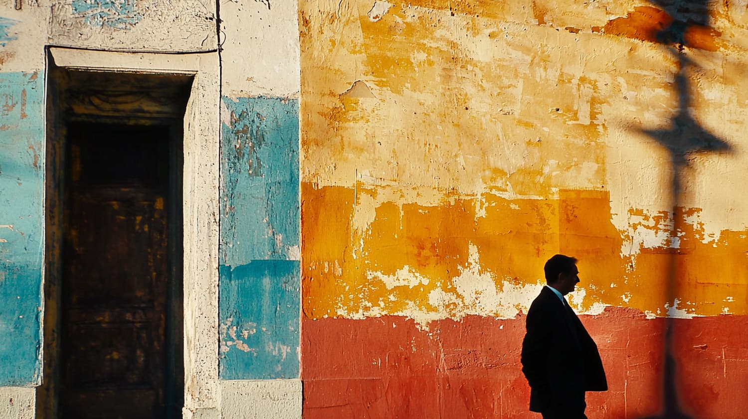 Colorful street scene by Saul Leiter