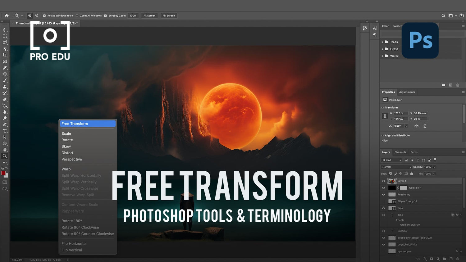 Free Transform Tool in Photoshop - PRO EDU Tutorial