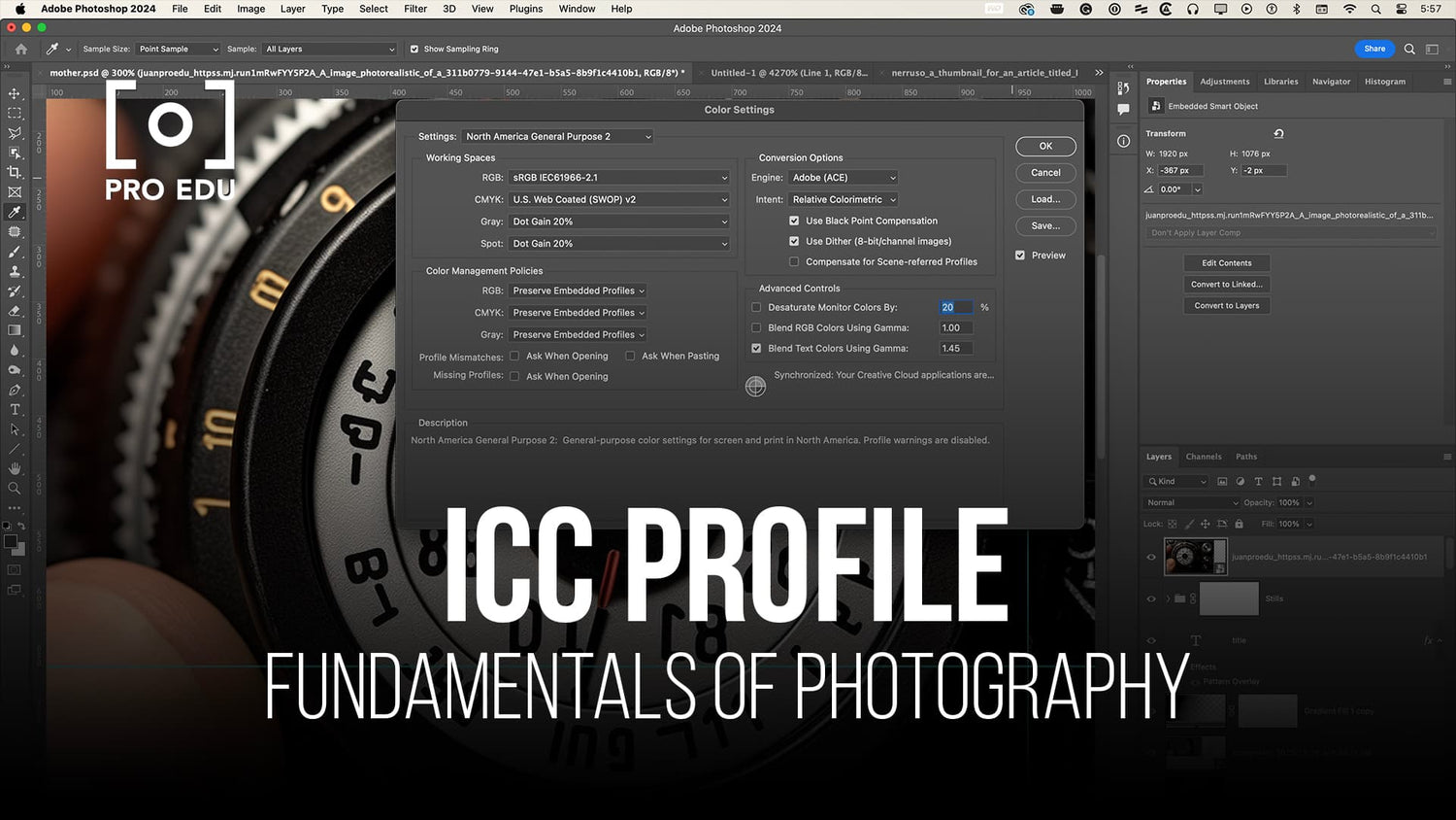 Ensuring color accuracy in photography with the use of ICC profiles