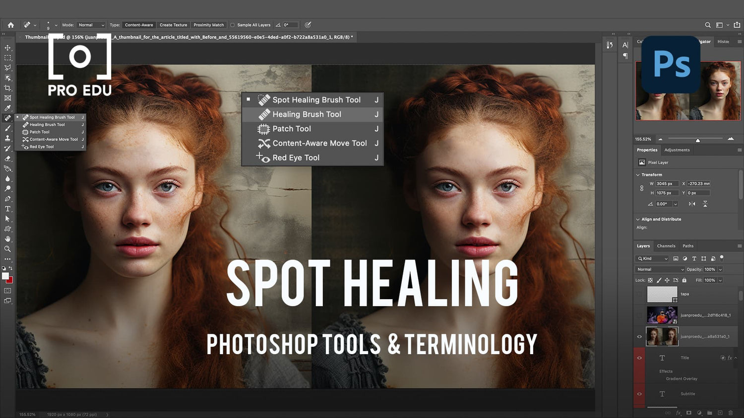Spot Healing Tool Usage in Photoshop - PRO EDU Insight