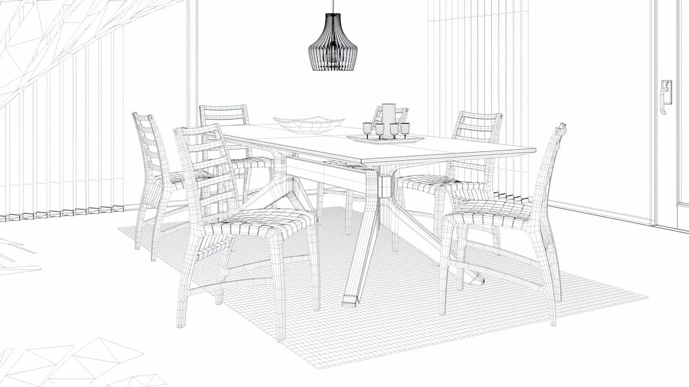 interior 3D architecture visualization furniture before wireframe penthouse