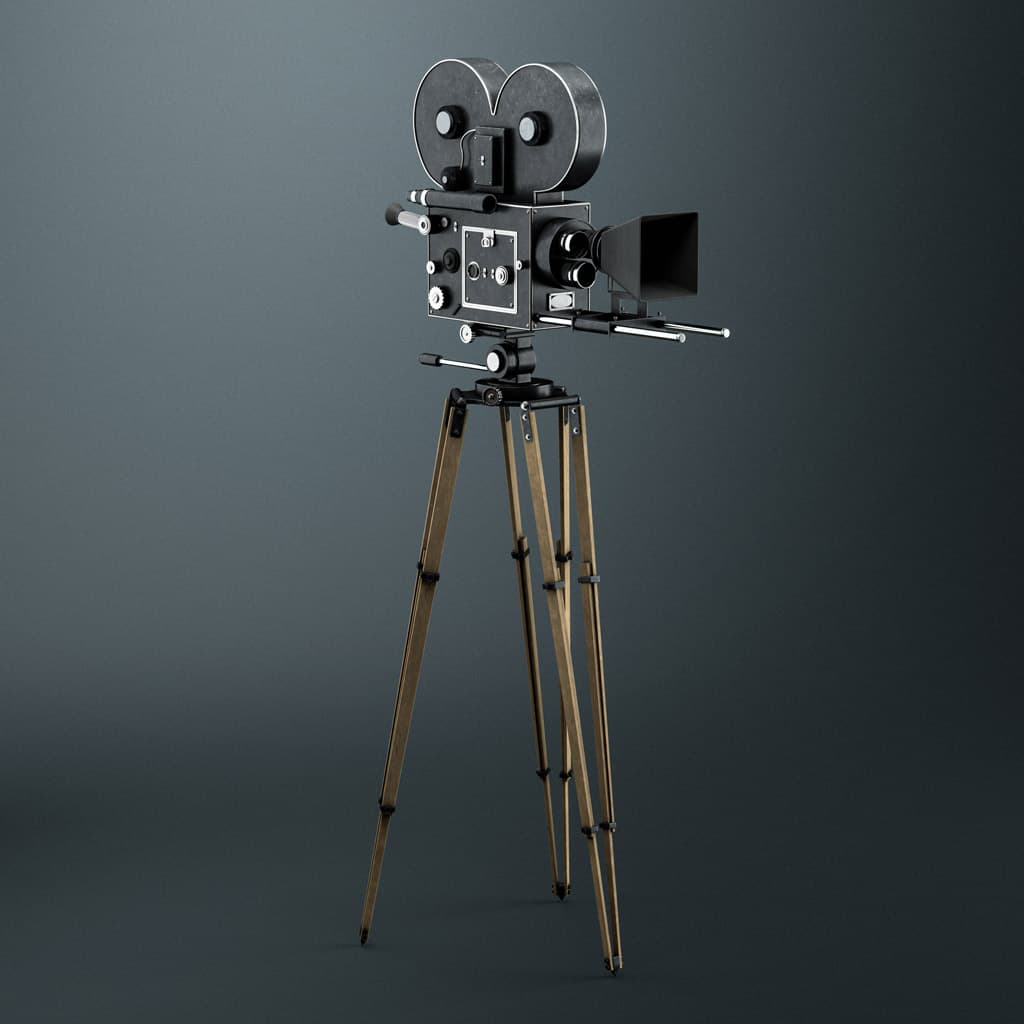 Old Fashioned Movie Camera 3D Model Photoshop