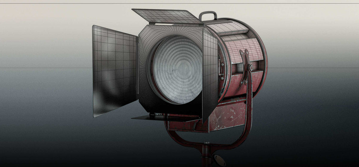 Foco Model Mobile Modelo 3D con foco rodante Mole Richardson | C4D FBX OBJ CGI - PRO ...