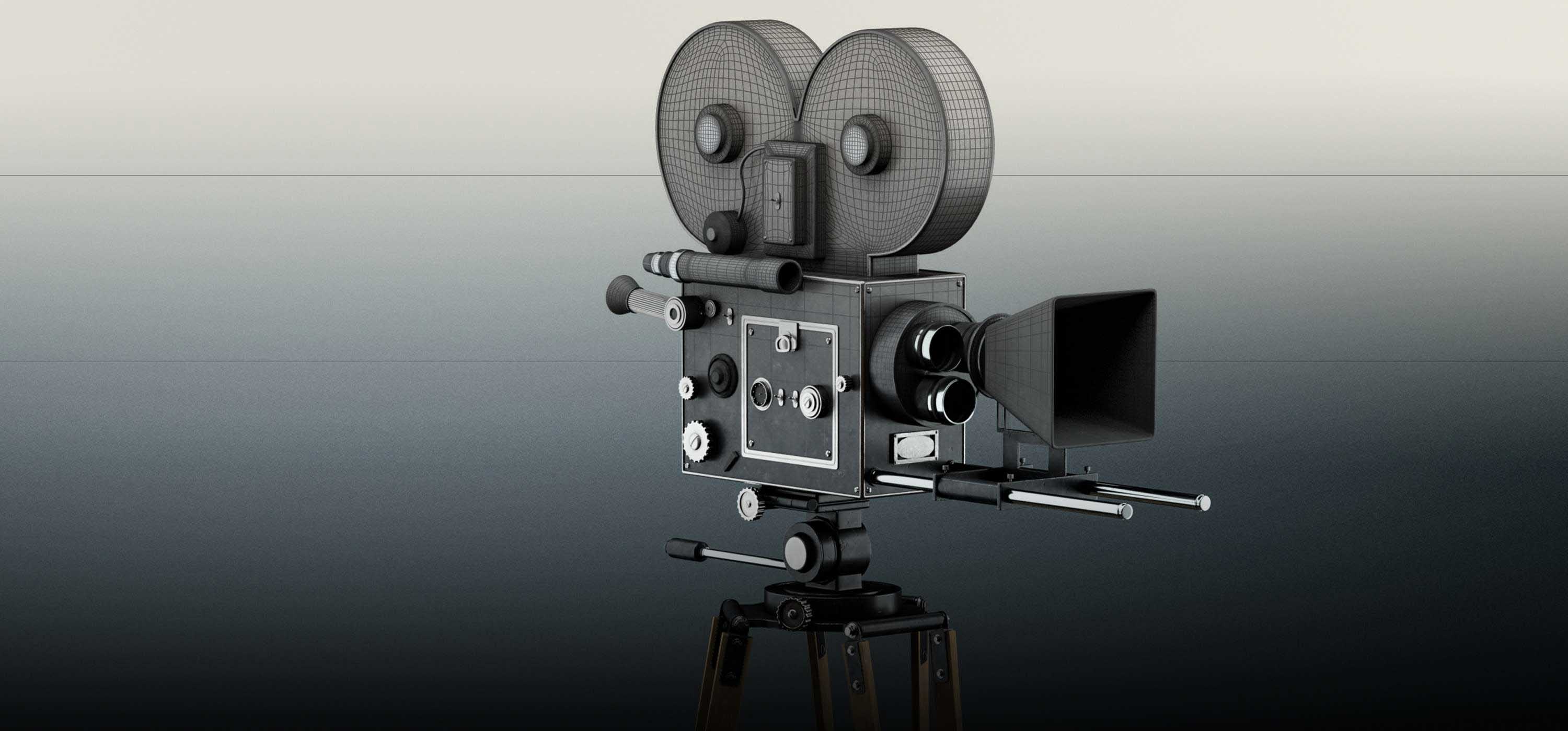 Old Fashioned Movie Camera 3D Model | C4D FBX OBJ CGI Asset PRO EDU