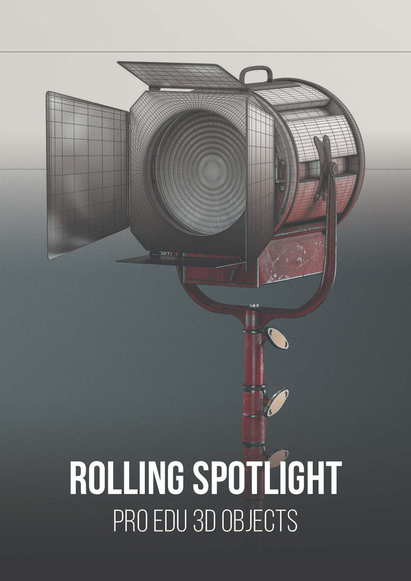 Mole Richardson Rolling Spotlight 3D Model | C4D FBX OBJ CGI Asset PRO EDU light vintage