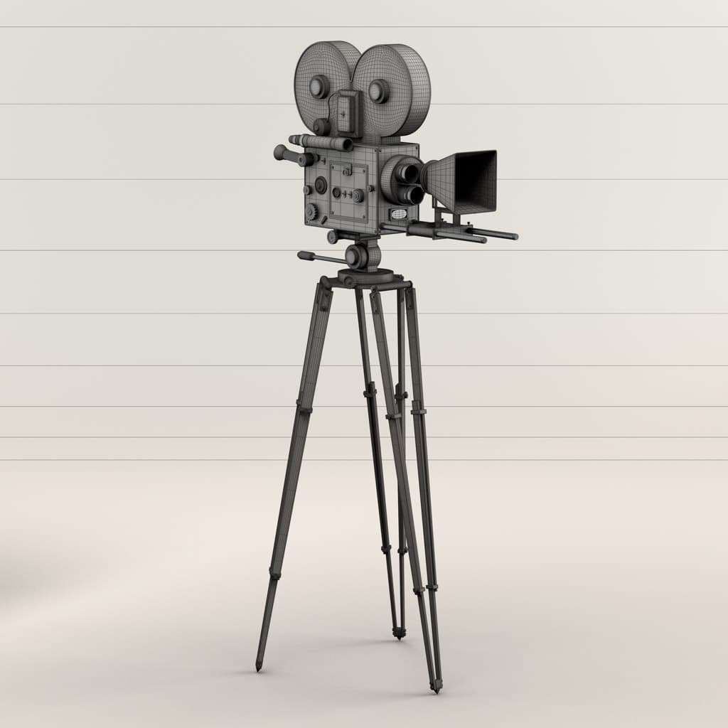 Old Fashioned Movie Camera 3D Model | C4D FBX OBJ CGI Asset PRO EDU cinema 4d assets and models for octane and redshift render engine. library of models for photography and hollywood dramatic imagery
