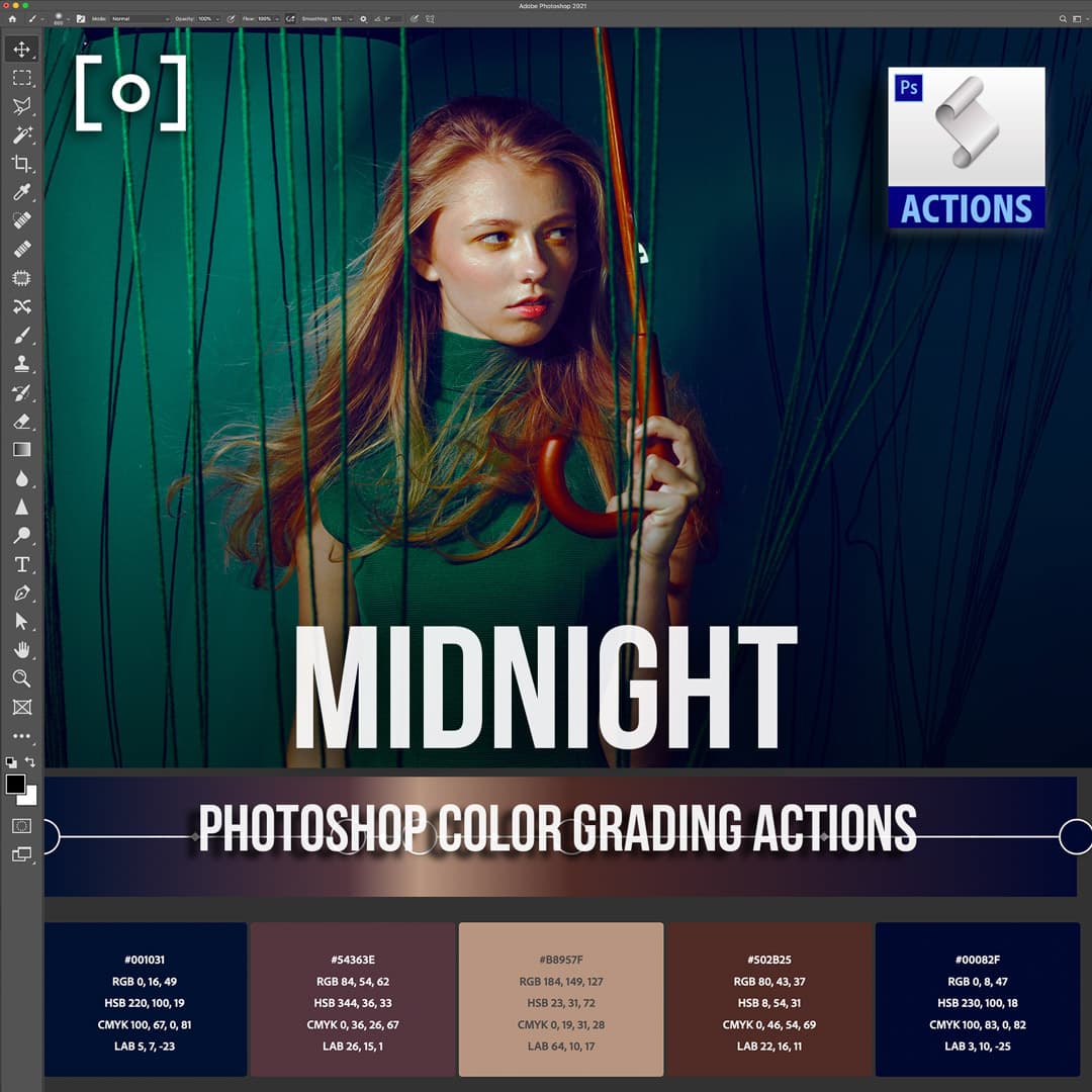 Adobe Photoshop Actions for Color | Midnight Action - PRO EDU Kate Woodman PRO EDU