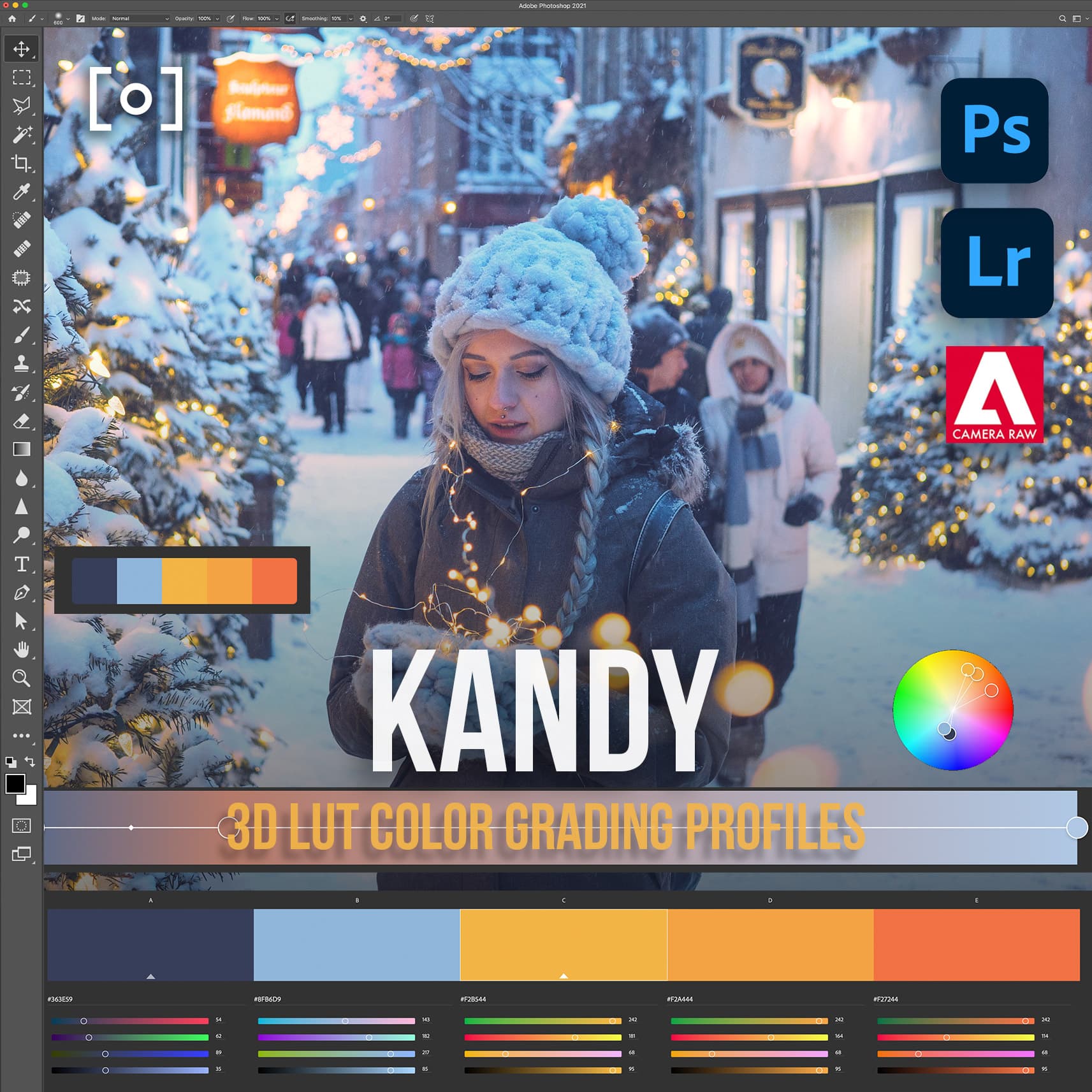 Lightroom 3D LUT Profile - Kandy Creative Color Grading Photoshop Sef & Earth PRO EDU