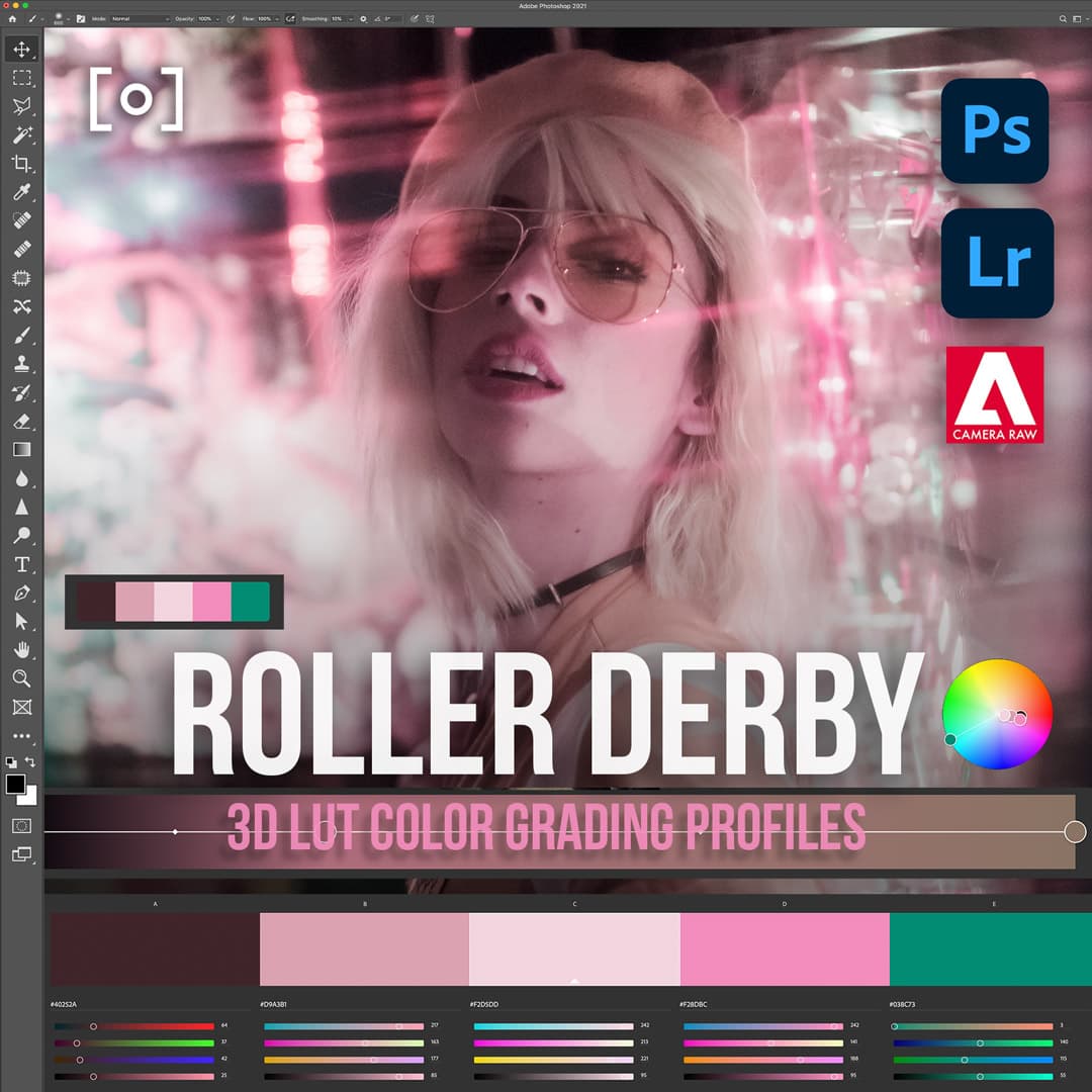 3D LUT Photoshop Roller Derby Creative Color Grading Pack - PRO EDU Sef & Earth PRO EDU