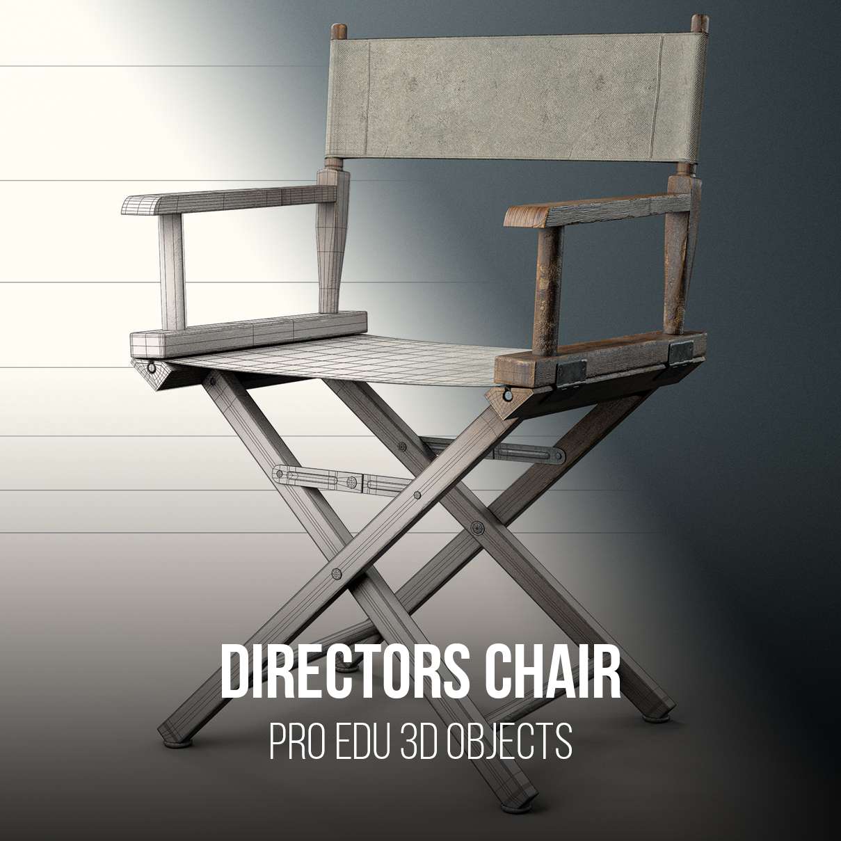CGI Directors Chair 3D Model for Photoshop - PRO EDU PRO EDU PRO EDU