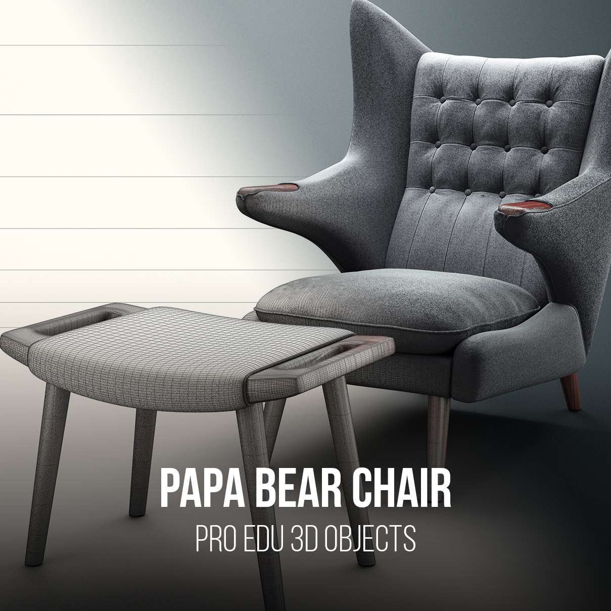 Papa Bear Chair 3D Model Photoshop | C4D FBX OBJ CGI Asset - PRO EDU PRO EDU PRO EDU